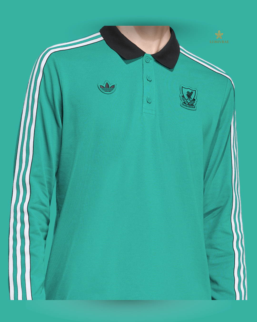Green Adidas Liverpool FC Terrace Icons Long Sleeve Polo